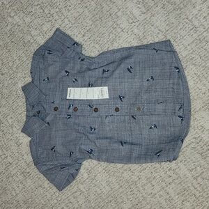 NWT Boys Sonoma short sleeve chambray collared button up shirt